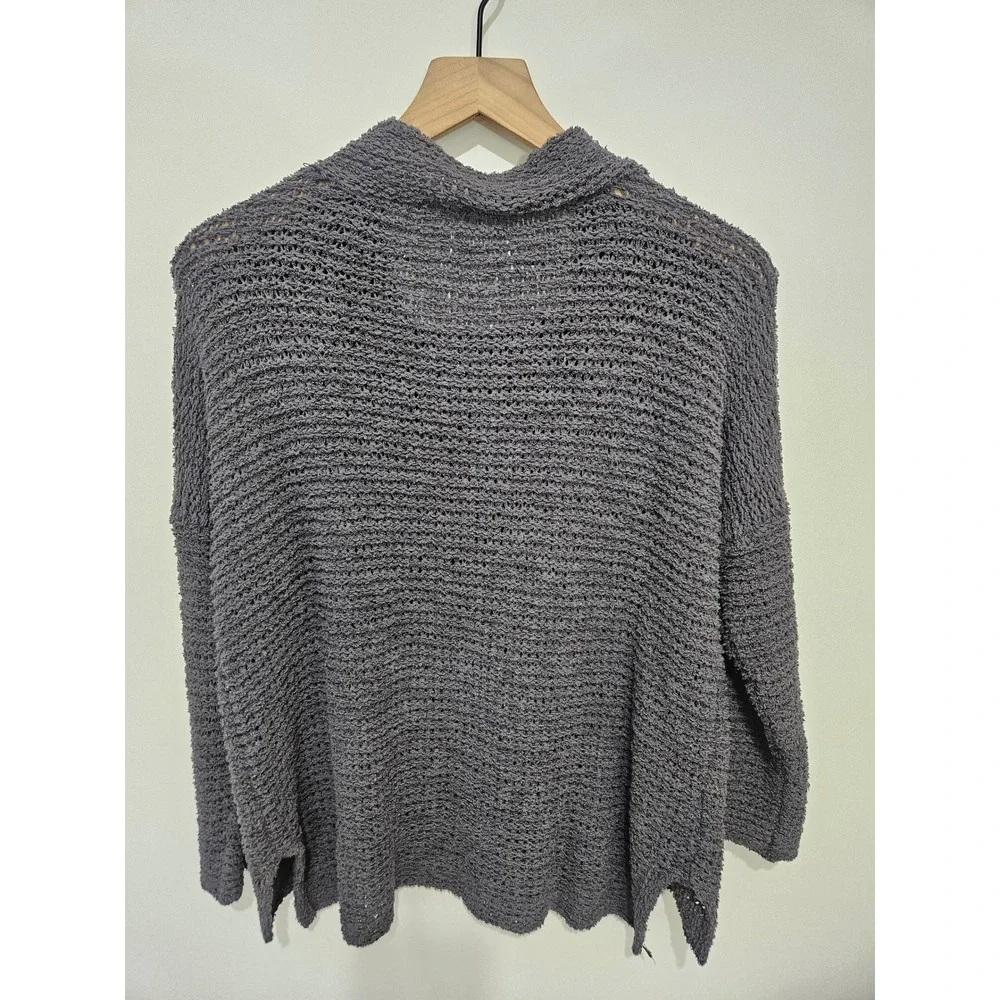 Lou & Grey Charcoal Gray Textured Cowl Neck‎ Knit Sweater Womens Medium